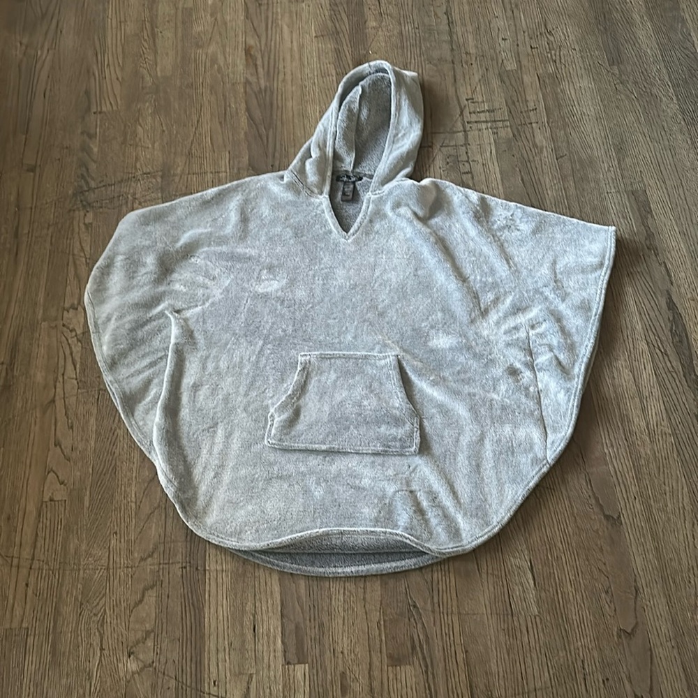 Grey/Silver Fuzzy Poncho with a hood- Size S/M